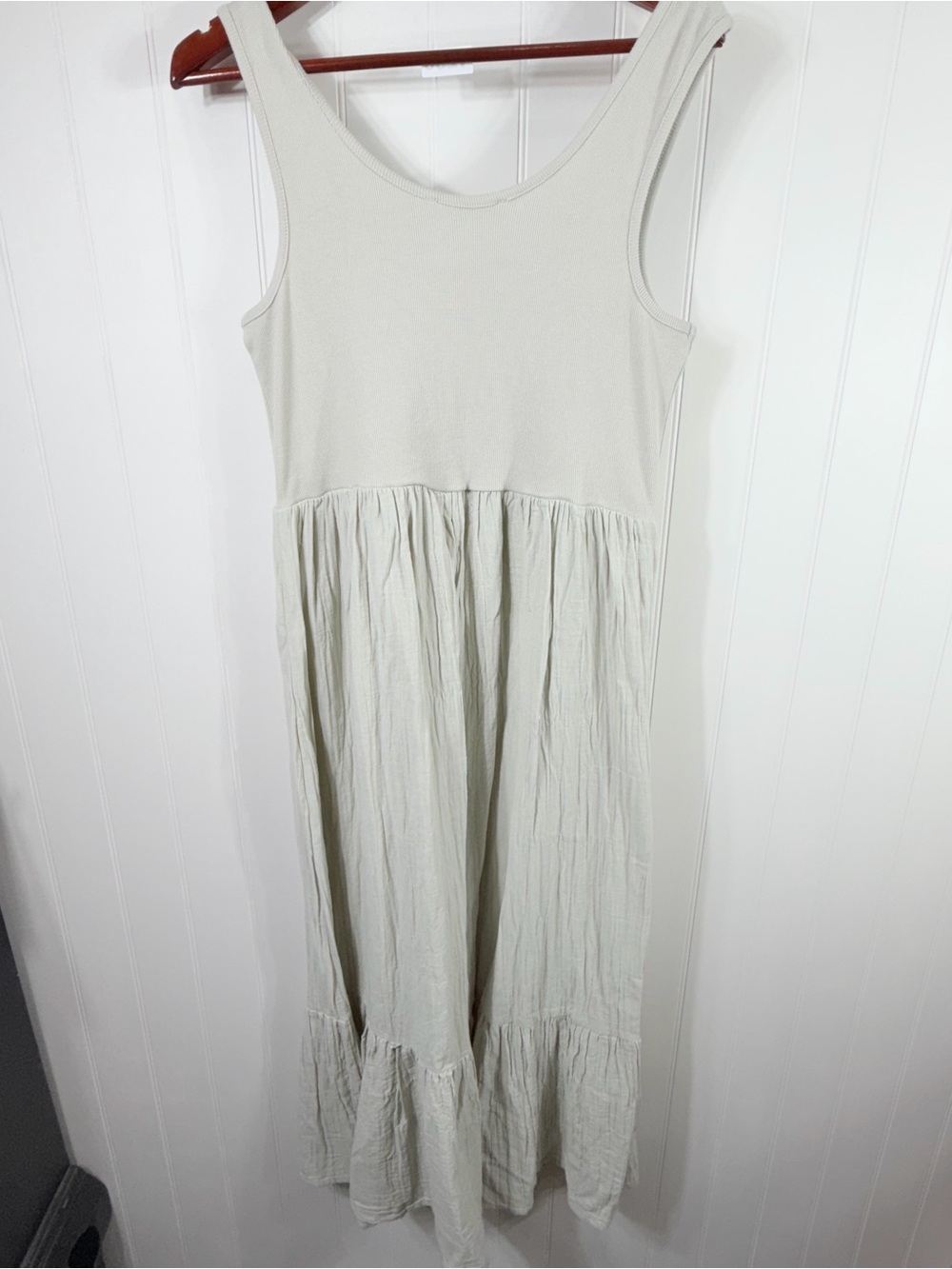 Salty Lemon Ribbed Tank Maxi Dress Artichoke Green Tiered Boho NWT 1XL - Picture 7 of 7